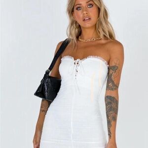 Princess Polly White Mini Strappless Dress, Size 4